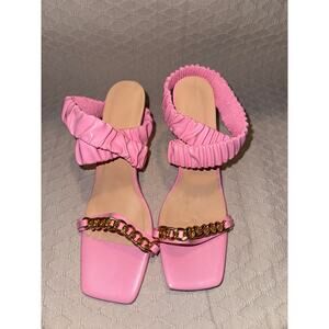 Pink open toe Gold accent chain Heel